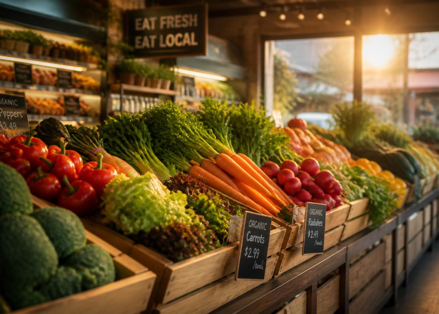 Independent grocery produce aisle